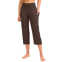 Women Soft High Waist Work Trousers Business Casual-Coffee L