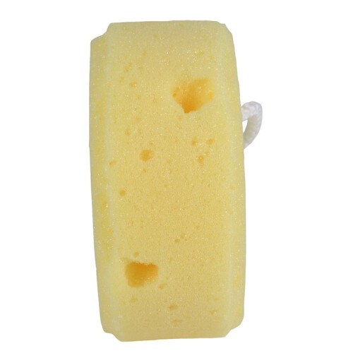 Yellow Round Bath Body Shower Soft Sponge w Hanging Loop 2