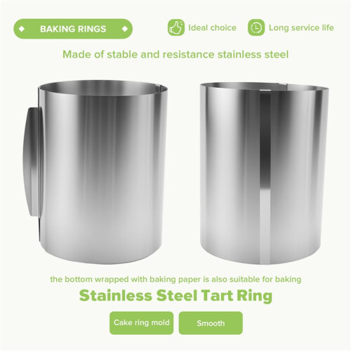Adjustable Cake Ring High 20 cm - Stainless Steel Baking Ring Adjustable - High Baking Mould for Easy Preparation 2