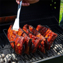Non-Stick Stainless Steel Rib Rack for Grilling, Holds 4 Rib Racks for Grilling Grill Racks Black