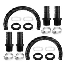 2 Regentonnenanschluss-Set 25 mm Regentonnenanschluss mit Schlauchklemmen IBC-Fassanschluss für Regenwasser (50 cm)