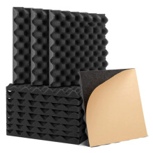 12 Pack Self-Adhesive Sound Proof Foam Panels, High Density Soundproof Wall Panels Egg Crate Sound Panels - 1x12x12In