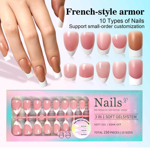 1Set Simple Snap On Nail Solid Color Coated Effortlessly-YS08 1