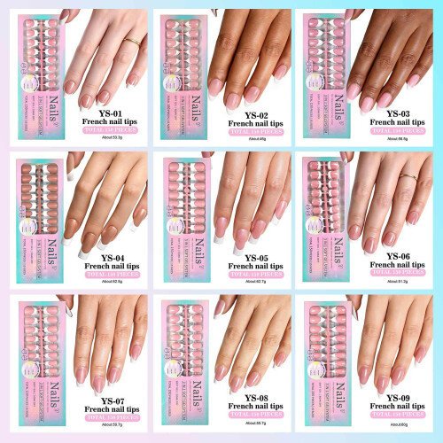1Set Simple Snap On Nail Solid Color Coated Effortlessly-YS08 2
