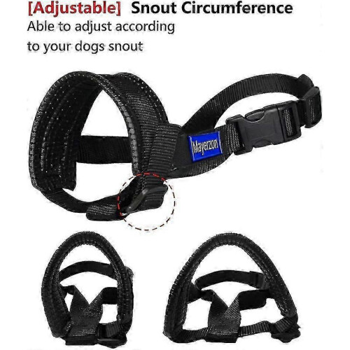 Nylon Soft Dog Muzzle, Anti-bit, Anti-bark, Anti-chew, Adjustable Ring (xl, Black) 2
