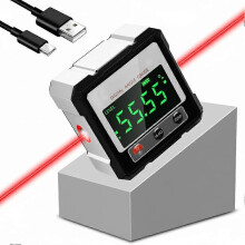 Nivel láser digital recargable con buscador de ángulos y base magnética de 4 lados, ideal para carpintería, construcción y bricolaje.