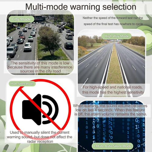 Long Range Radar Detector for Cars with False Alert Filtering and Multiple Driving Modes 1