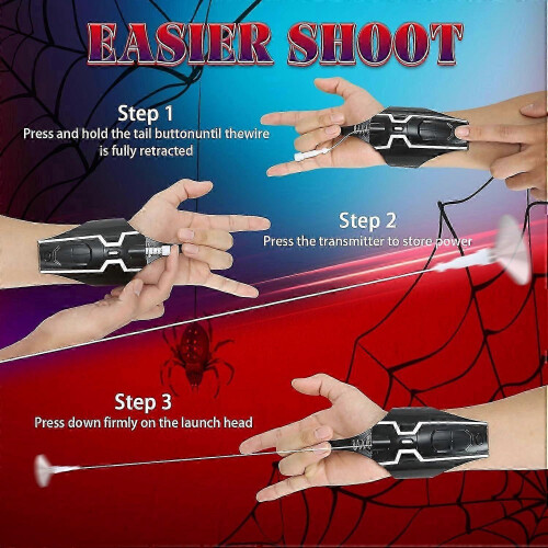 Αναβάθμιση Spider Web Shooter 2.0 με 8.5FT Spider Silk, Παιχνίδι Εκτοξευτή Καρπού για Παιδιά 2