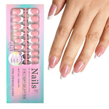 1Set Simple Snap On Nail Solid Color Coated Effortlessly-YS08