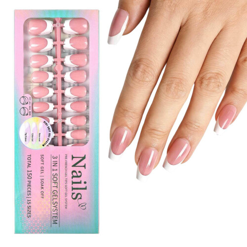 1Set Simple Snap On Nail Solid Color Coated Effortlessly-YS08