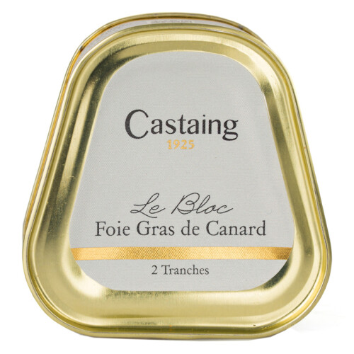 Castaing Bloc de Foie de Canard en Boîte avec 2 Tranches 75g