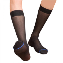 Dünne Herren-Business-Socken mit blauen Streifen, atmungsaktiv, kniehoch, perfekt für formelle Outfits und besondere Anlässe, Schwarz
