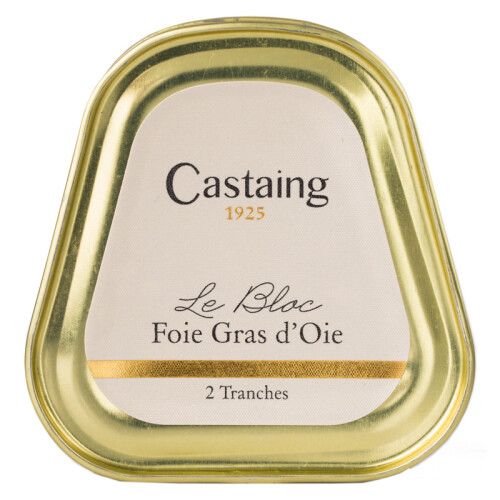 Castaing Bloc de Foie Gras d'Oie en Boîte avec 2 Tranches 75g