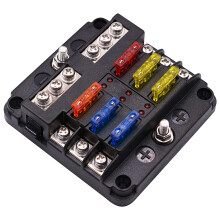 Sicherungs Kasten mit Negativem Bus, 6 Wege Blatt Sicherungs Halter Block mit LED Bildschirm für 12 V Boots Auto Automobil LKW Marine