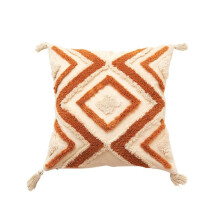 Boho Throw Pillow Cover 18X18 Farmhouse Decorative Pillow Cover Irregular Rhombic Lattice Tufted Decorative Pillow Cover