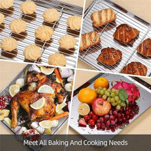 Flat Bottom Drain Tray, Barbecue Tray, Grid Rack, Draining and Preparation Tray, Baking Tray with Cooling Rack Set