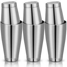 3Sets Cocktail Shakers Professional Bar Shaker Boston Shaker Set Stainless Steel Martini Shaker Drink Mixer(Silver)
