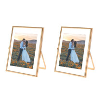 4X6 Picture Frame Set of 2, for Multiple Photo Sizes (4X6, 3X5, 2X3), Metal Glass Floating Picture Frame