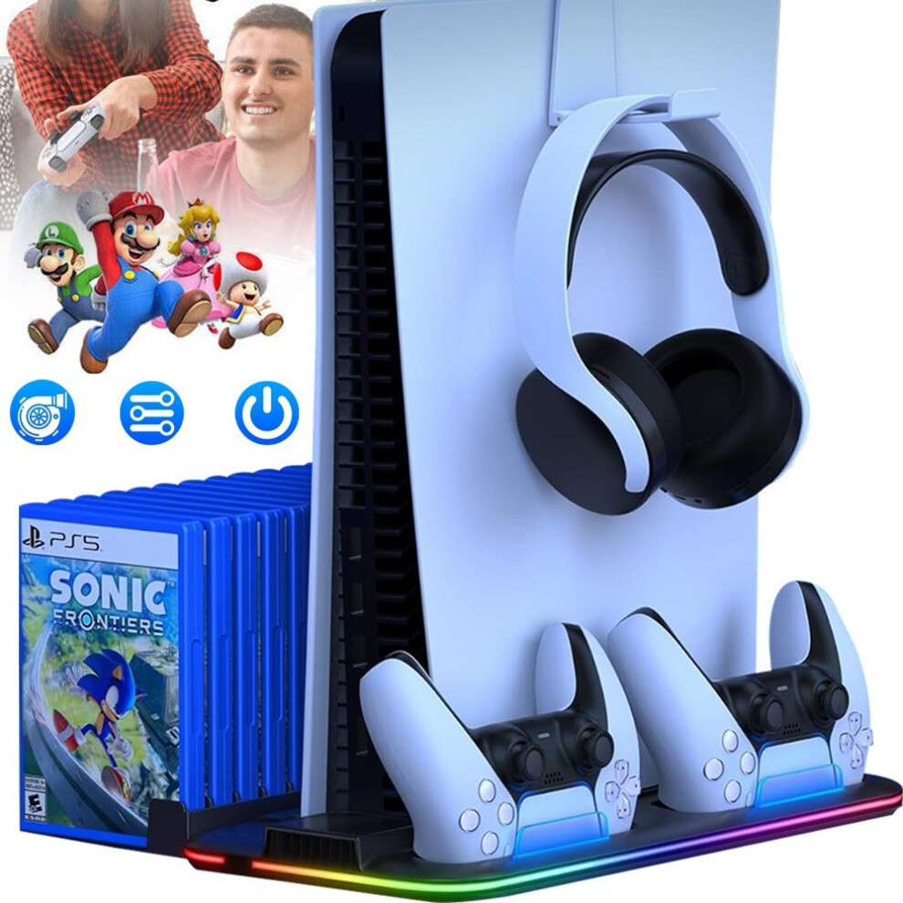 5 Vertical Stand +Cooling Fan Controller Charging Dock Station For Ps5/Ps5 Slim 01256499