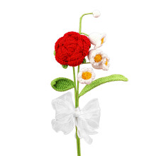 Bouquet de roses tricotées à la main, fleurs en fil doux-Rouge