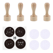 Pack Of 4 Wooden Rubber Stamps Set For DIY Crafting And Gift-A