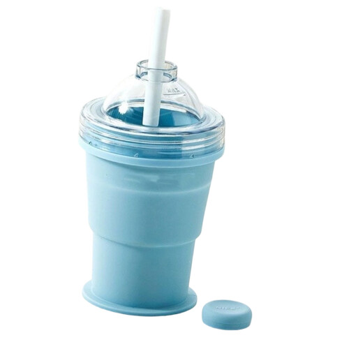 Space Saving Travel Water Bottle Ice Molds Folding-Blue