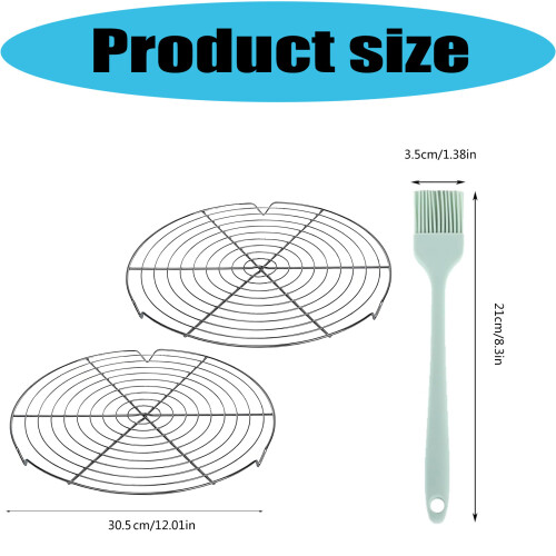 Round Wire Cooling Grids For Baking Includes Silicone Brush For 2
