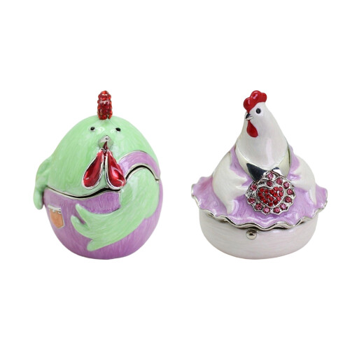 Handcrafted Alloy Chicken Shaped Keepsake Box Ideal For-Purple 1