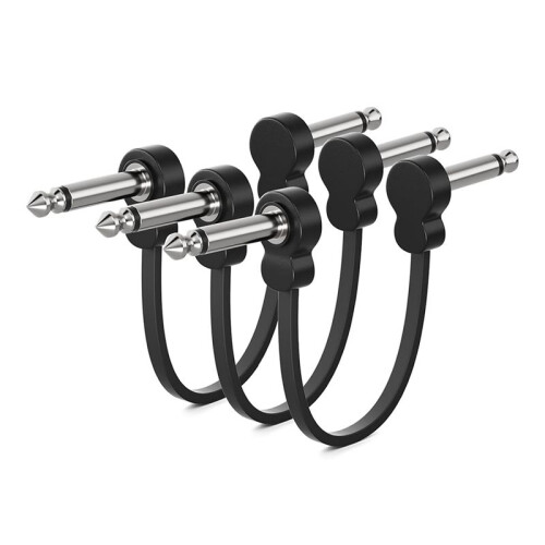 3 Pack Guitar Patch Cables, Right-Angle Flat Patch Cable Pedal Board Cable, Guitar Pedal Accessories