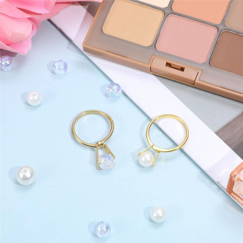 2 Pcs Loose Stone Holder Ring Gemstone-Prong Holder Wedding Ring Try- Tool Rings Blank Support 2 Sizes 1