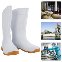 PVC Waterproof Rain Boots 42 White Oil-Resist