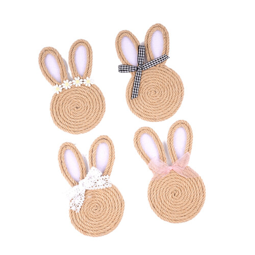 Easter Bunnies Woven Rope Drink Coasters Kitchen Dining Table-A