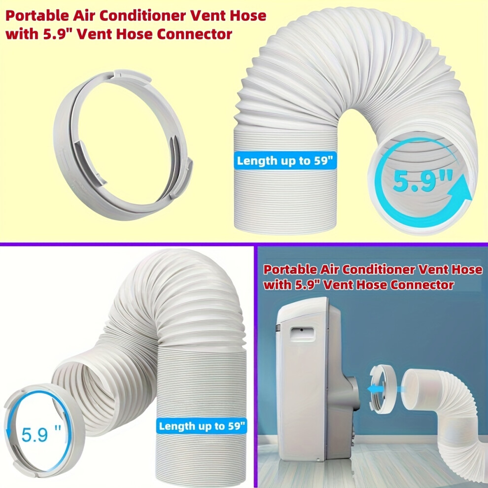 Portable Air Conditioner Vent Hose Kit, Featuring a 5.9-Inch Air Conditioning Vent Hose Adapter, a 59-Inch Long And 5