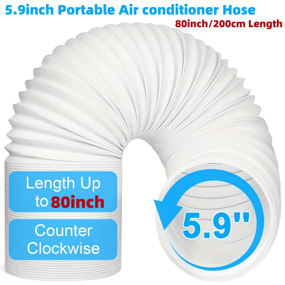 (14.99 Cm Diameter) Flexible Portable 80'' Extended Length Air Conditioner Exhaust Hose | 5.1/5.9" Diameter Anti-Clockwise Threaded Ac Vent 7052995968868