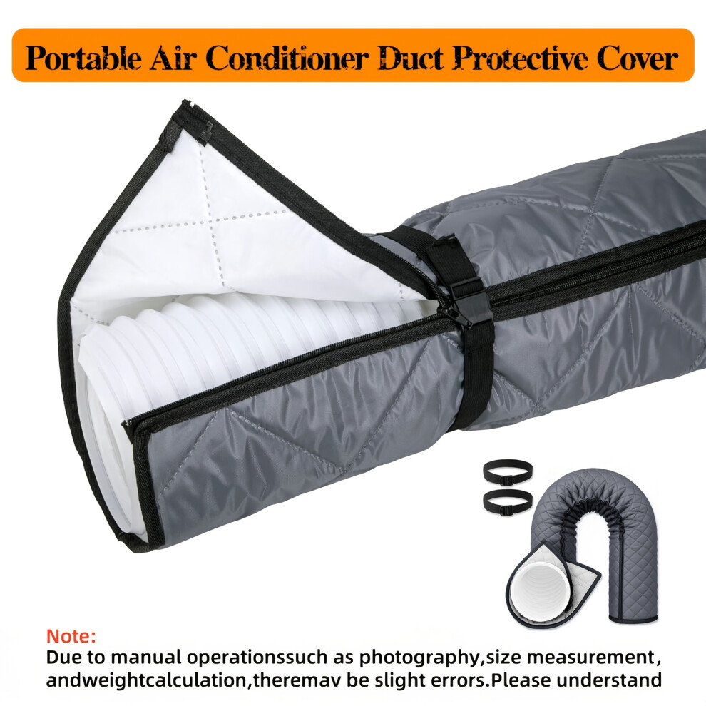 (Gray, Zipper) Portable Air Conditioning Duct Protective Cover, Portable Air Conditioning Duct Insulation Sleeve, Suitable For 12.7-15 7052995968936