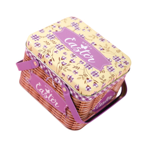 Metal Easter Basket With Handle Tinplate Box For Party Gift-B