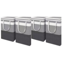 4 Pieces Durable 75L Laundry Hampers Easy Carry For-black gray