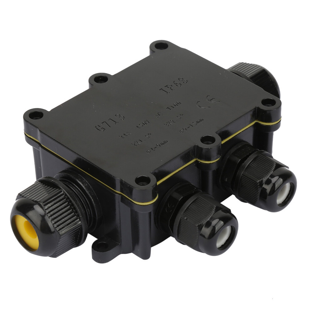Ip68 4-Way Junction Box 24A 450V 13X7x3.5cm Black 9451393790206