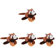 4Pcs Soft Plush Animal Slap Bracelets Brown Cute Decorative Wristbands