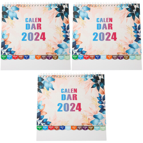 3Pcs Multi Color Paper Tabletop Small Calendars Note Desk Home Use 1