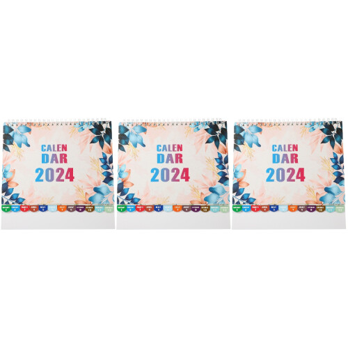 3Pcs Multi Color Paper Tabletop Small Calendars Note Desk Home Use 2