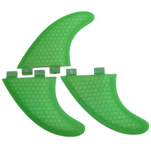 Pinne da surf professionali in fibra di vetro verde a nido d'ape, set di pinne thruster con sagoma classica, pinne da surf ad alte prestazioni per un