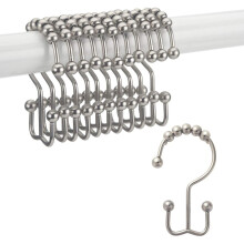 Dekorativa duschdraperikrokar, universell passform för de flesta gardinstänger, dubbelsidiga krokar i premiummetall med släta glidbollar (12-pack)