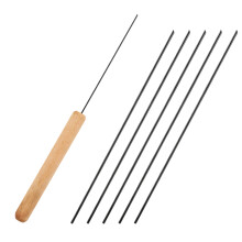 Baits Threader Fishing Tool with Wooden Handle Portable-Black