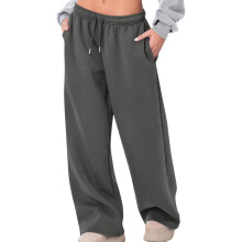 Women's wide-leg loose-fitting sports pants,-Dark Grey M