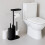 Metal toiletpapirholder med børste og hylde 2