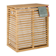 Cesta de lavandería de bambú con 2 sacos