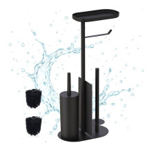 Metal Toilet Paper Holder with Brush and Shelf