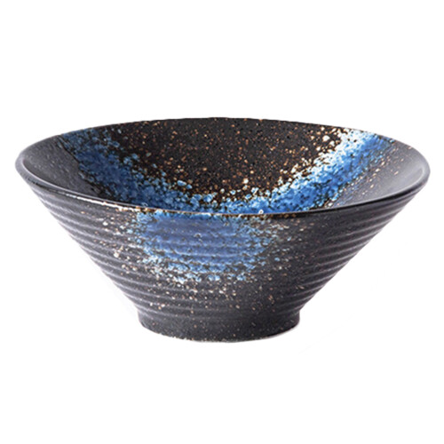 1Pc Black Ceramic Bowl Creative Noodle Bowl for Soup Salad Serving