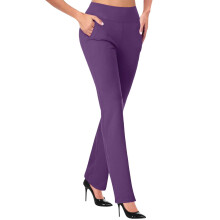 Women's Pants Stretchy Work Pants With Pockets Elastic-Purple S